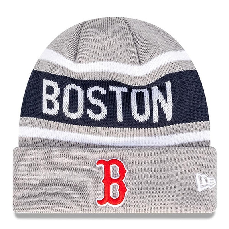 Boston Red Sox New Era MLB Team Outline Thin Knit Beanie – Grey