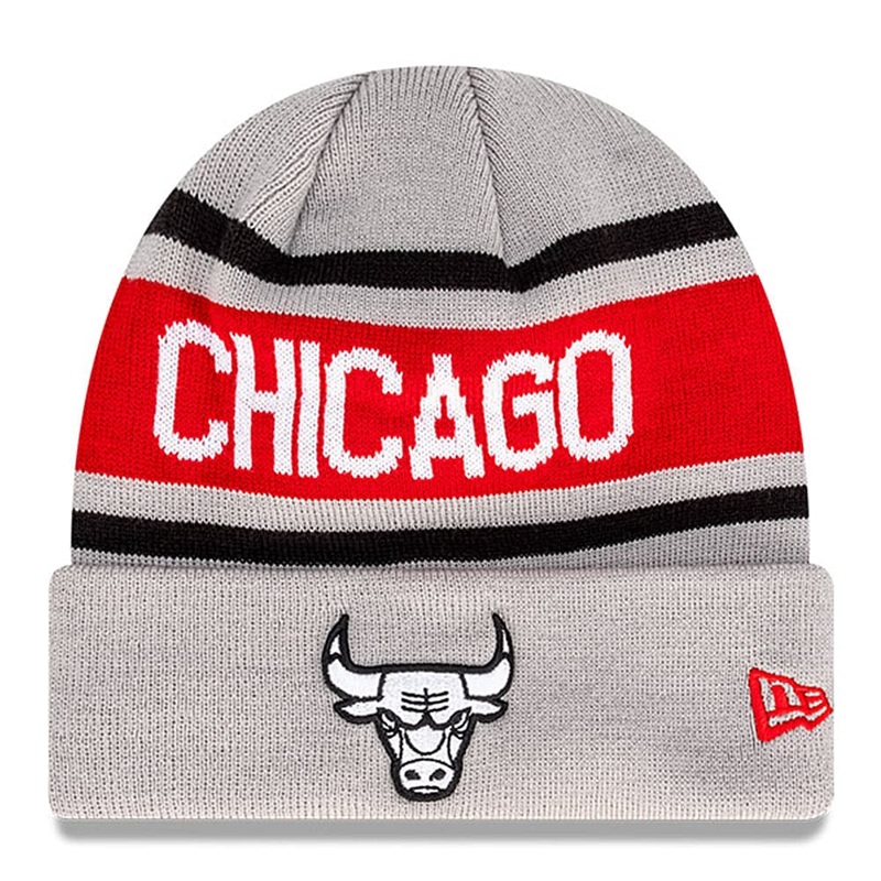 Chicago Bulls New Era NBA Team Outline Thin Knit Beanie – Grey