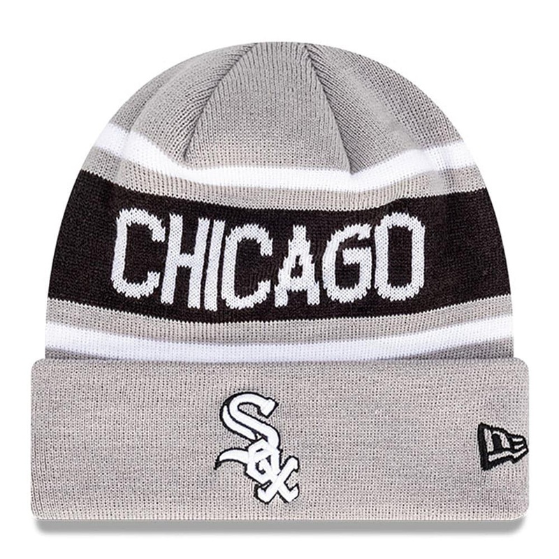 Chicago White Sox New Era MLB Team Outline Thin Knit Beanie – Grey