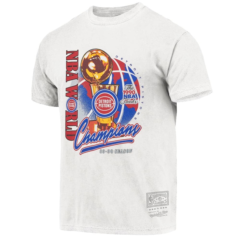 Detroit Pistons Mitchell & Ness NBA HWC 1990 Champions Vintage T-Shirt – White