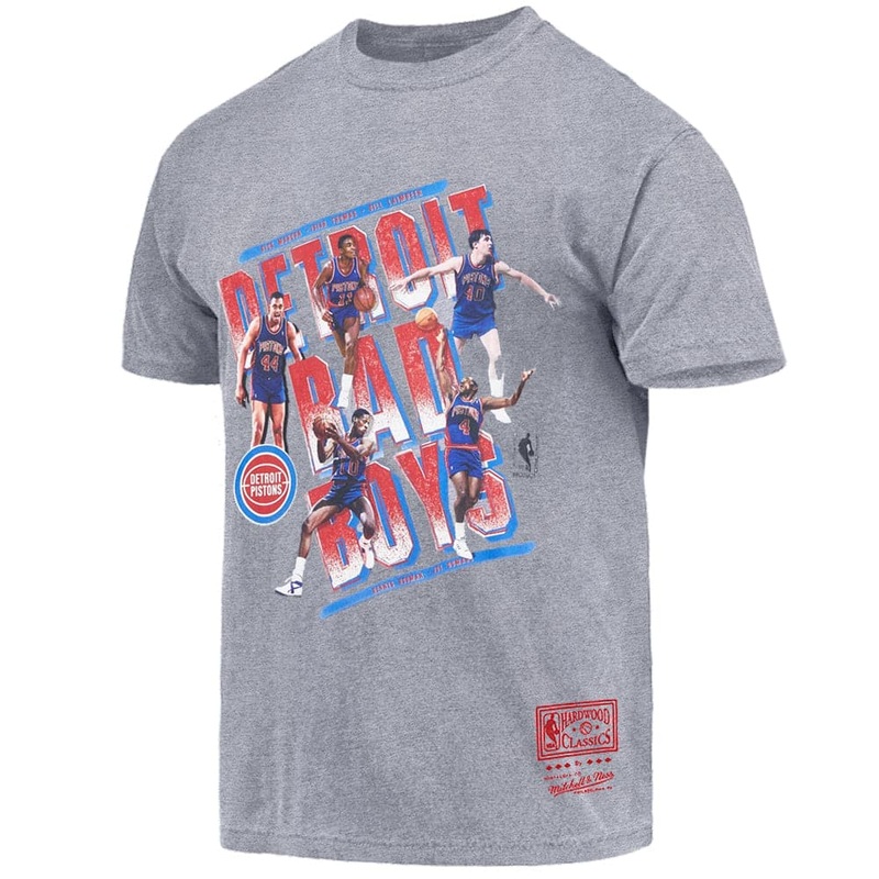 Detroit Pistons Mitchell & Ness NBA HWC Bad Boys Vintage T-Shirt – Grey Marle