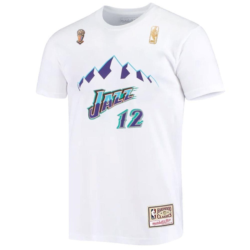 John Stockton Utah Jazz Mitchell & Ness NBA HWC Name Number T-Shirt – White