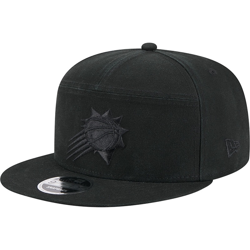 NBA Phoenix Suns New Era Black on Black Cotton Canvas 9FIFTY Split Panel Snapback Hat – Black