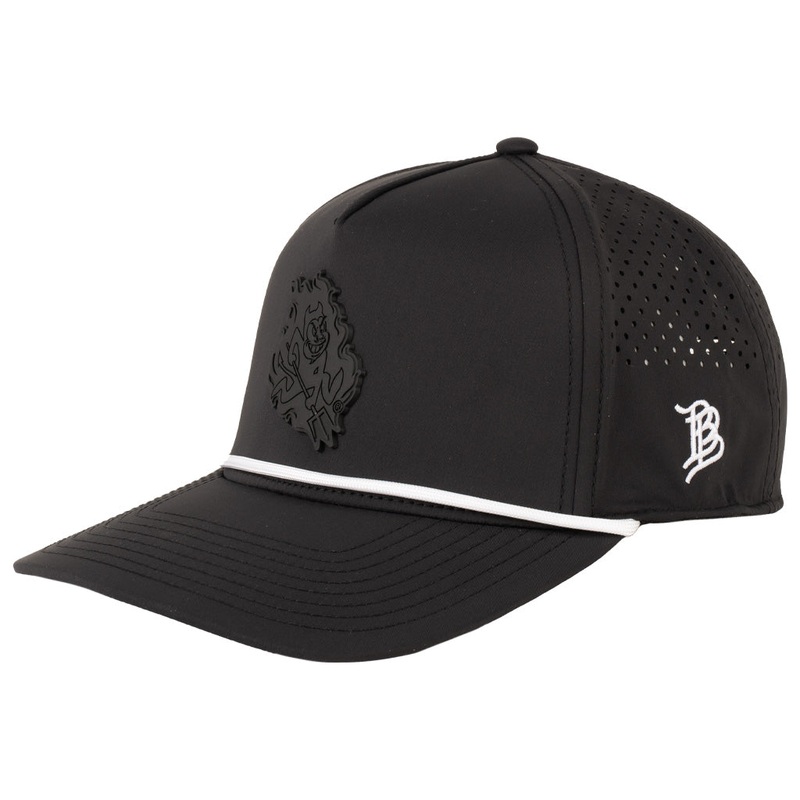 NCAA Arizona State Sun Devils Branded Bills Black on Black Sparky Flames Curved 5 Panel Rope Snapback Hat – Black