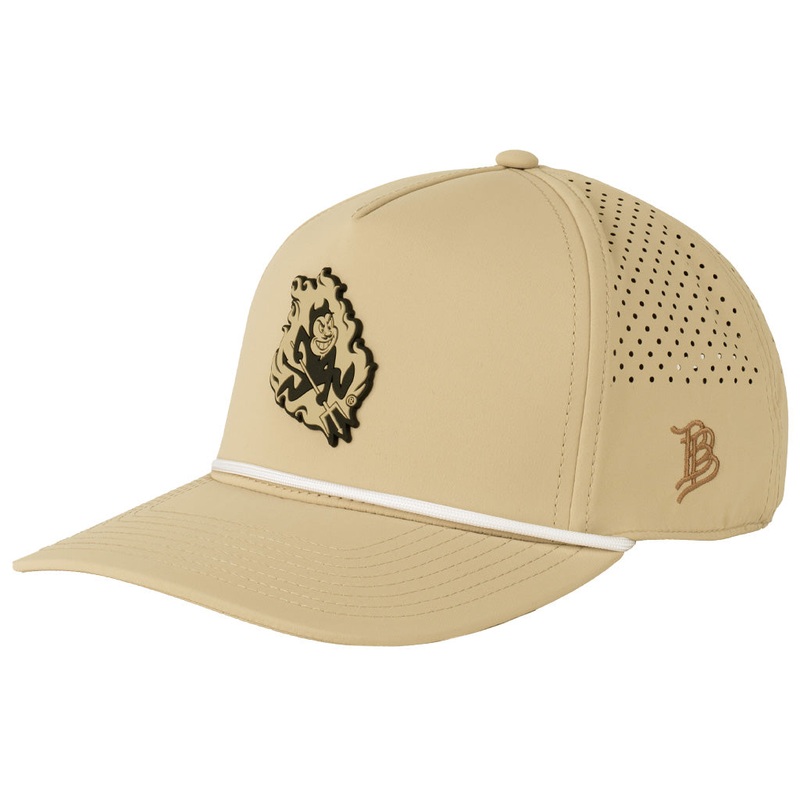 NCAA Arizona State Sun Devils Branded Bills Desert Sparky Flames Curved 5 Panel Rope Snapback Hat – Tan