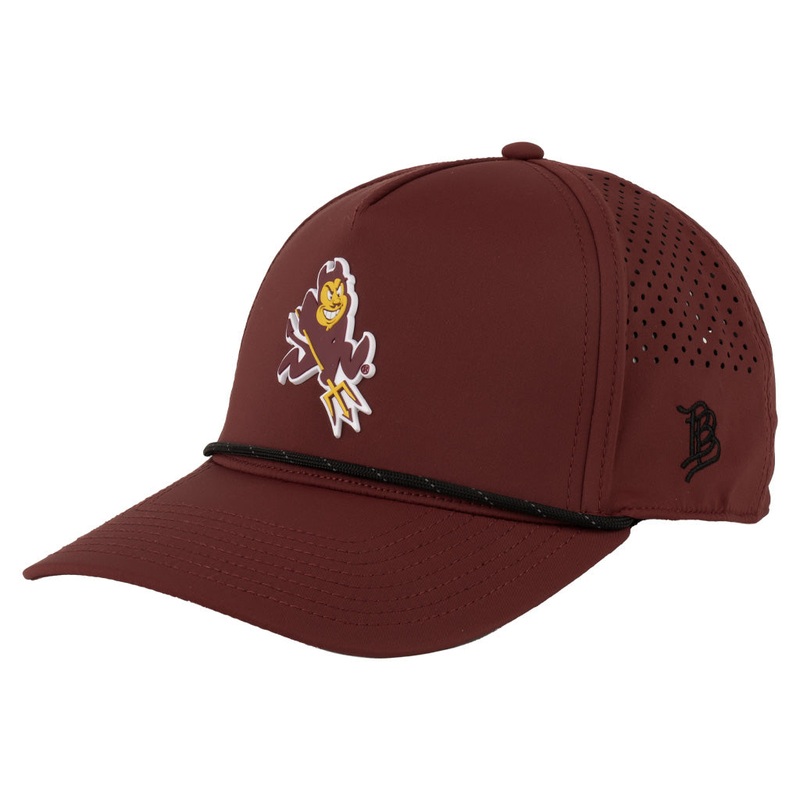 NCAA Arizona State Sun Devils Branded Bills Sparky Curved 5 Panel Rope Snapback Hat – Maroon
