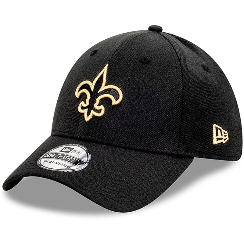 New Orleans Saints New Era NFL Pop Outline 39THIRTY Flex Fiit Curve Hat – Black