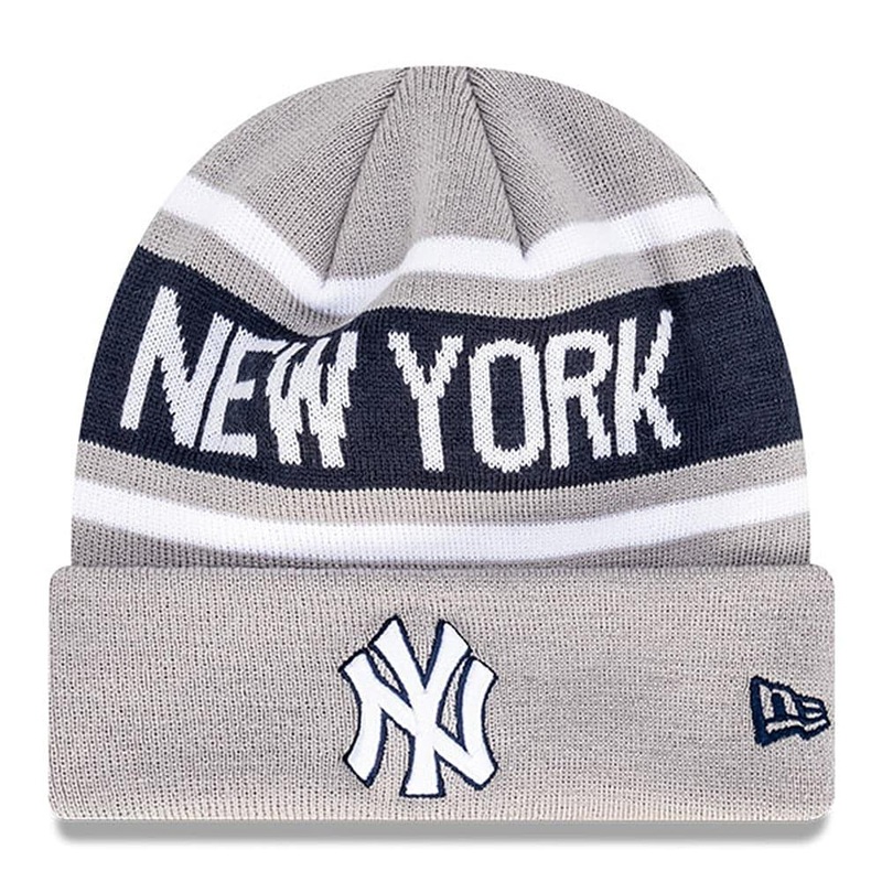 New York Yankees New Era MLB Team Outline Thin Knit Beanie – Grey