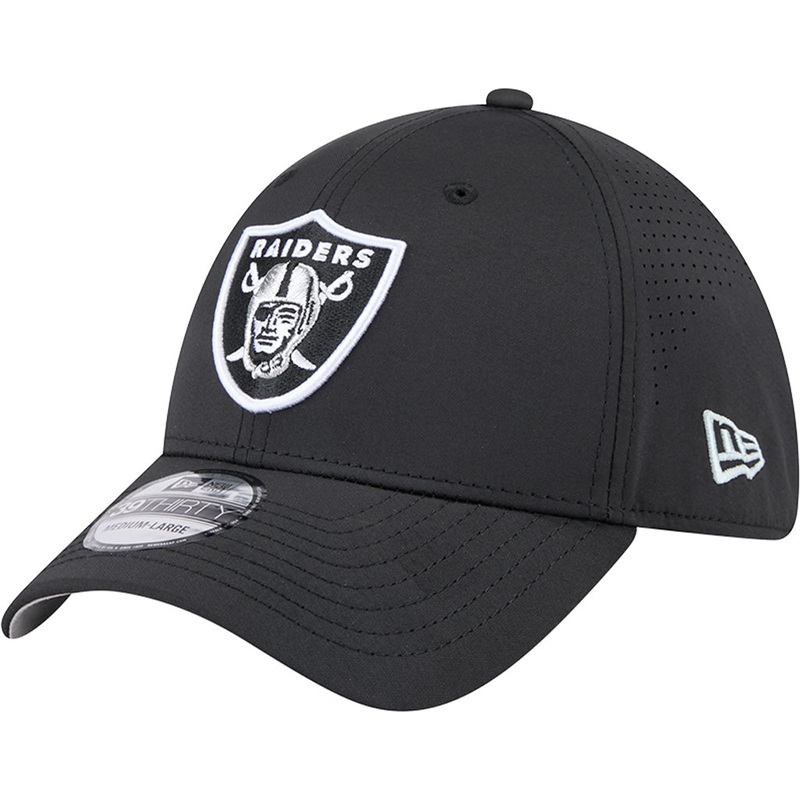 NFL Las Vegas Raiders New Era Mid Perf 39THIRTY Flex Fit Hat – Black
