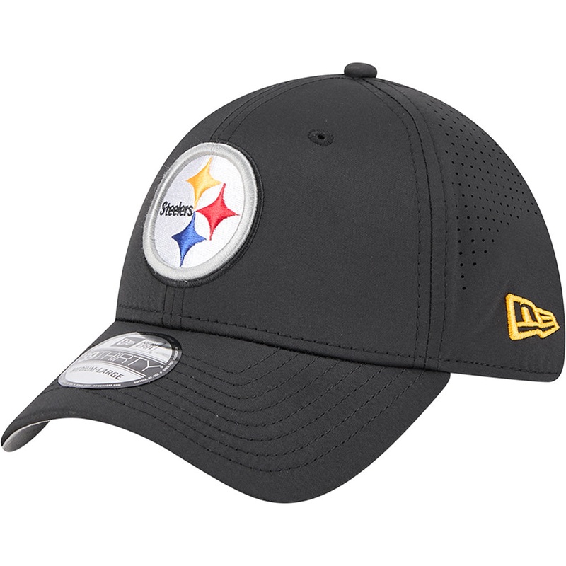 NFL Pittsburgh Steelers New Era Mid Perf 39THIRTY Flex Fit Hat – Black