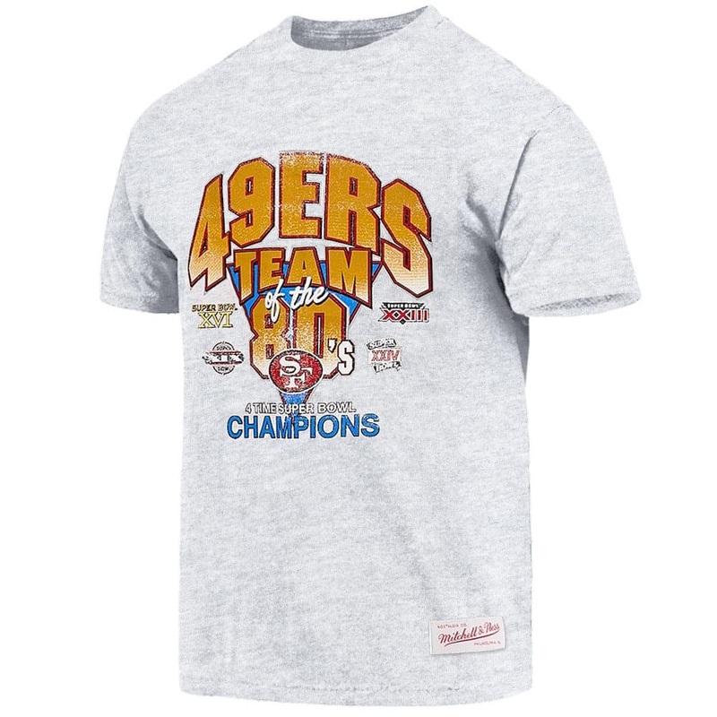 San Francisco 49ers Mitchell & Ness NFL 80’s Champs Vintage T-Shirt – White Marle