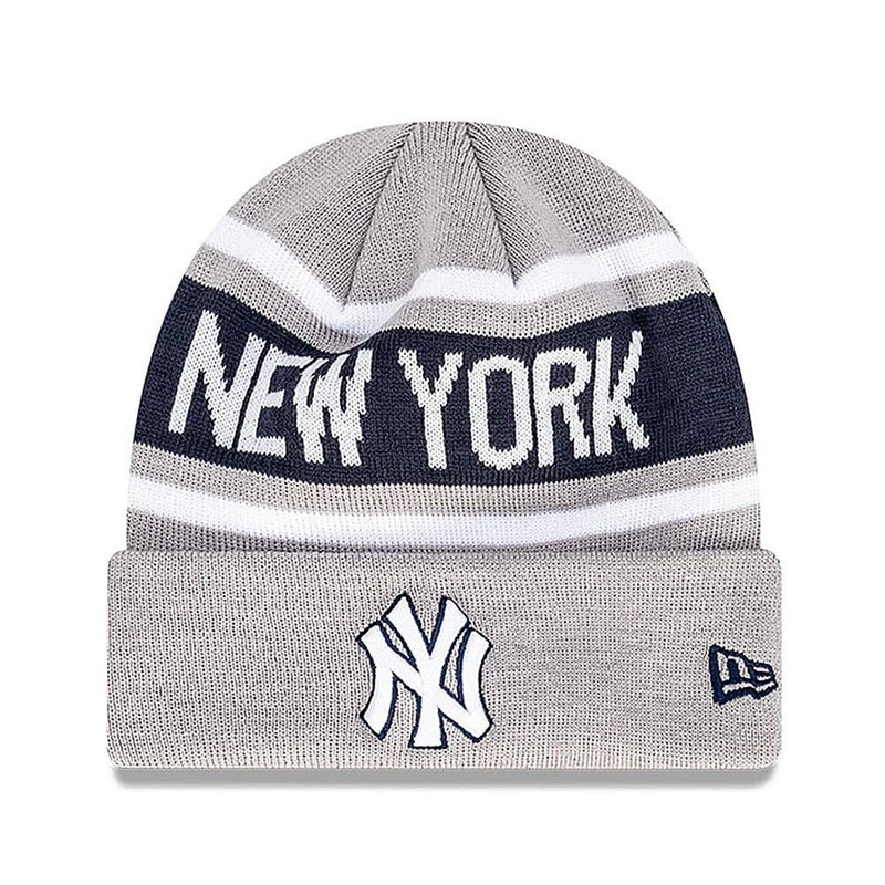 Youths New York Yankees New Era MLB Team Outline Thin Knit Beanie – Grey