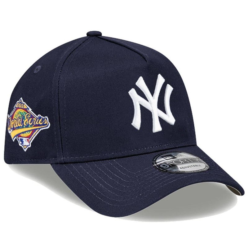 New York Yankees New Era MLB 96 World Series Patch 9FORTY A-Frame Curve Snapback Hat – Navy