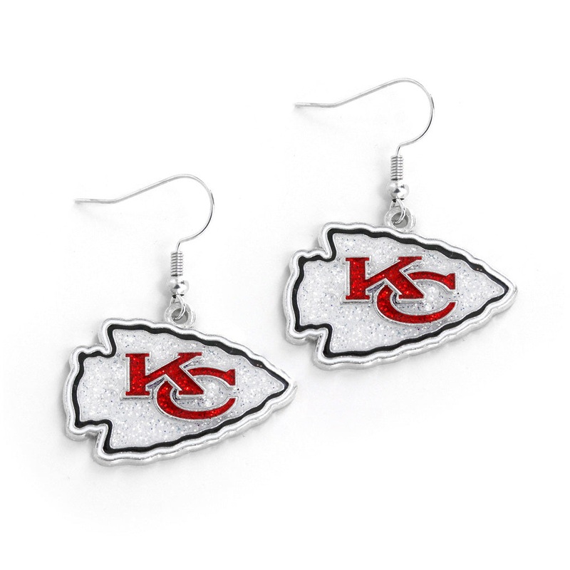 NFL Kansas City Chiefs Aminco Glitter Dazzler Earrings – White