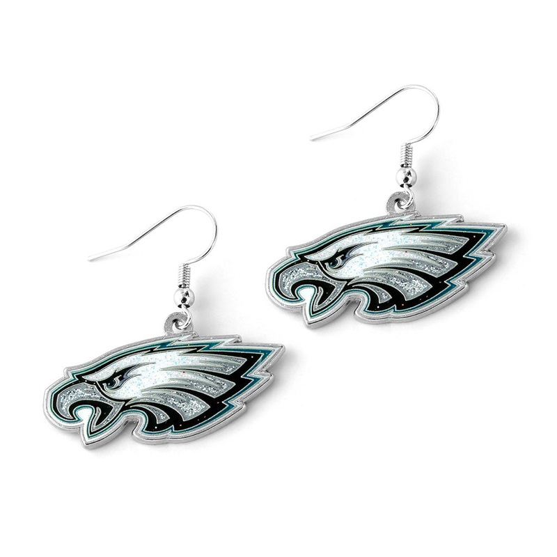 NFL Philadelphia Eagles Aminco Glitter Dazzler Earrings – White