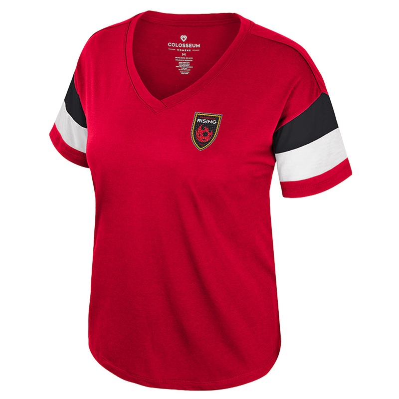 Phoenix Rising Women’s Colosseum Sparkle V-neck T-Shirt – Red