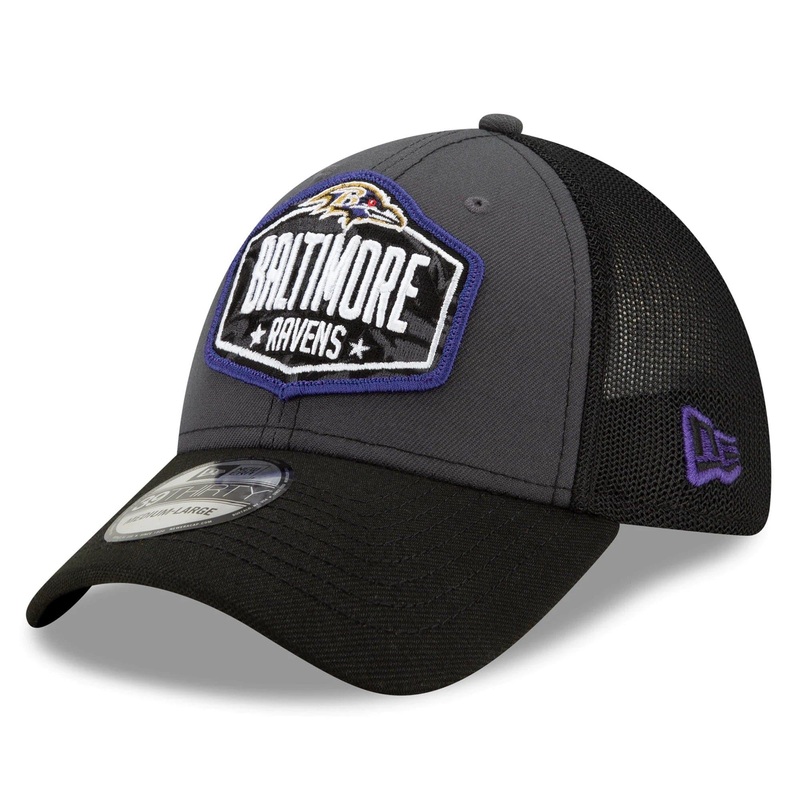 Baltimore Ravens New Era 2021 NFL Draft 39THIRTY Flex Fit Curve Hat – Graphite