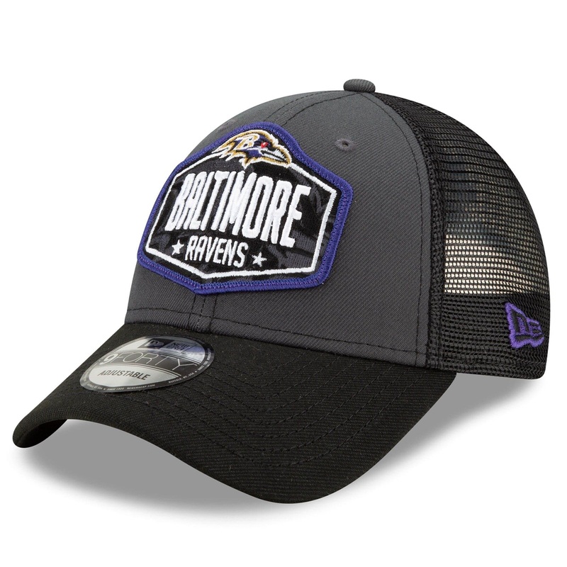 Baltimore Ravens New Era 2021 NFL Draft 9FORTY Snapback Curve Hat – Graphite