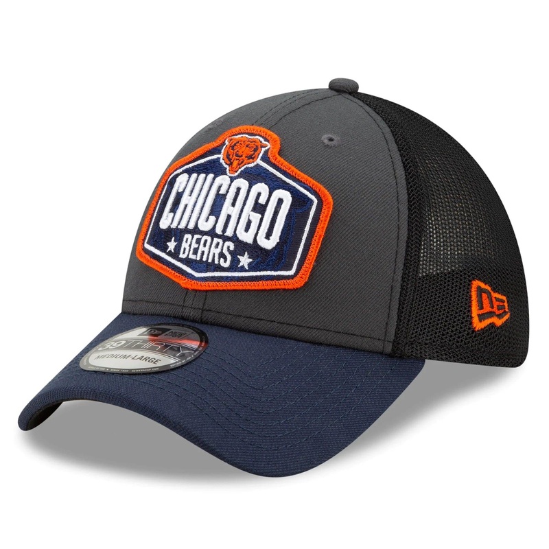 Chicago Bears New Era 2021 NFL Draft 39THIRTY Flex Fit Curve Hat – Graphite
