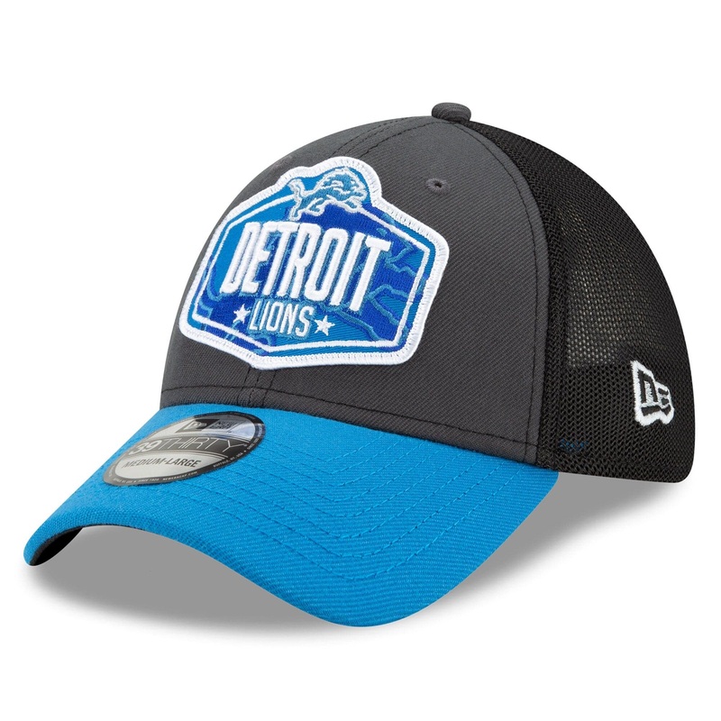 Detroit Lions New Era 2021 NFL Draft 39THIRTY Flex Fit Curve Hat – Graphite