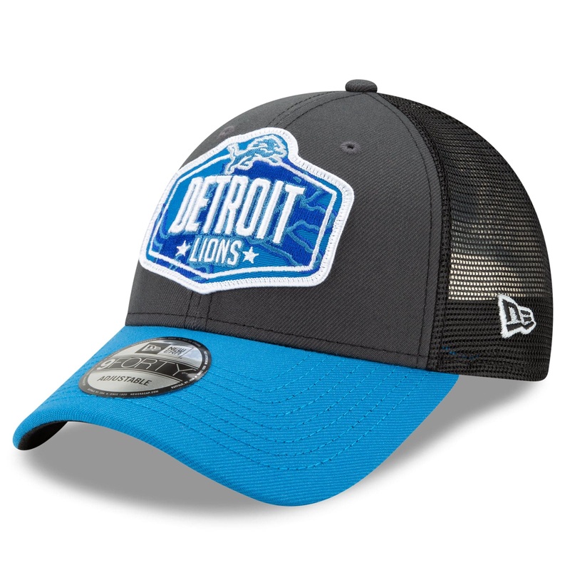 Detroit Lions New Era 2021 NFL Draft 9FORTY Snapback Curve Hat – Graphite