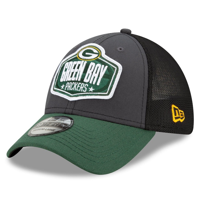 Green Bay Packers New Era 2021 NFL Draft 39THIRTY Flex Fit Curve Hat – Graphite