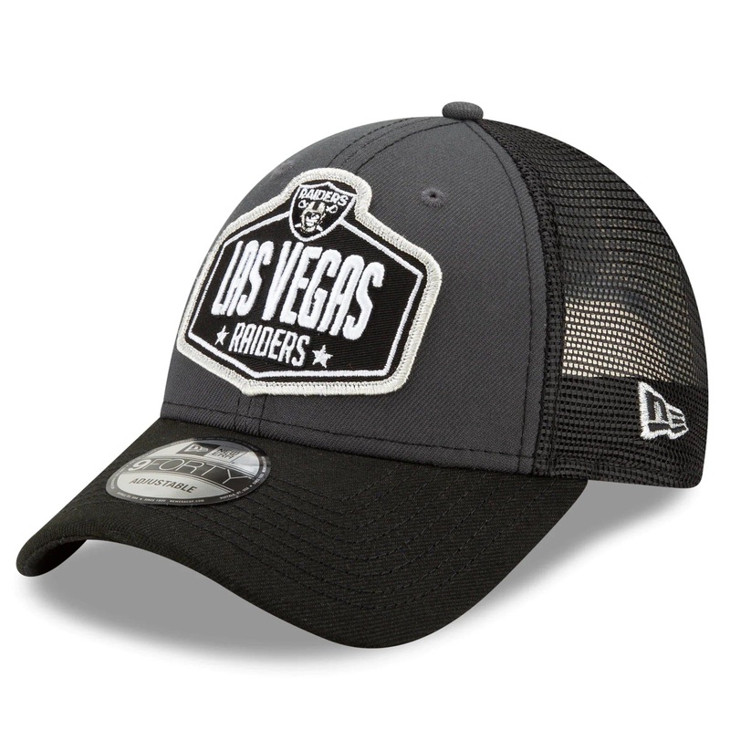 Las Vegas Raiders New Era 2021 NFL Draft 9FORTY Snapback Curve Hat – Graphite