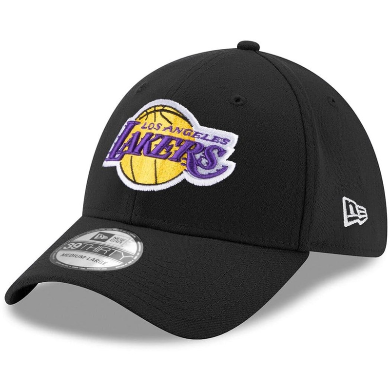 Los Angeles Lakers New Era NBA Team 39THIRTY Flex Fit Curve Hat – Black