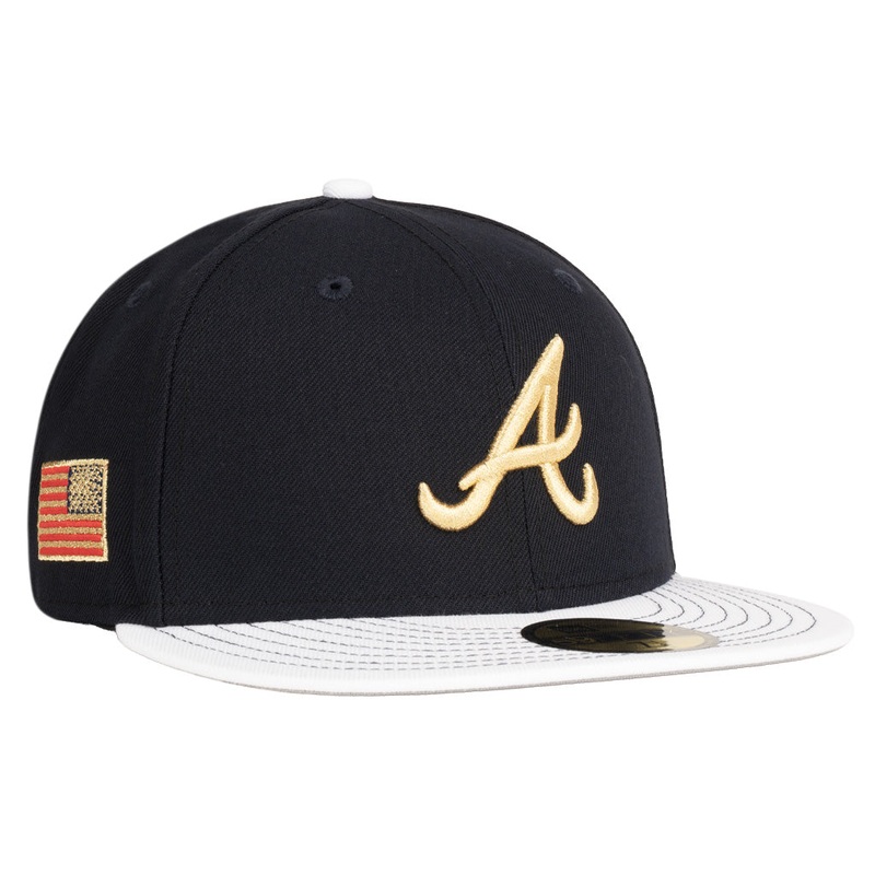 MLB Atlanta Braves New Era Gold Medal 59FIFTY Fitted Hat – Navy