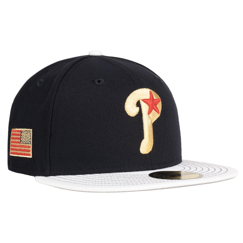 MLB Philadelphia Phillies New Era Gold Medal 59FIFTY Fitted Hat – Navy