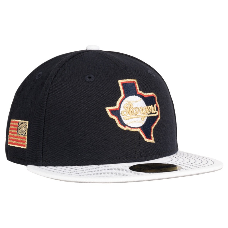 MLB Texas Rangers New Era Gold Medal 59FIFTY Fitted Hat – Navy