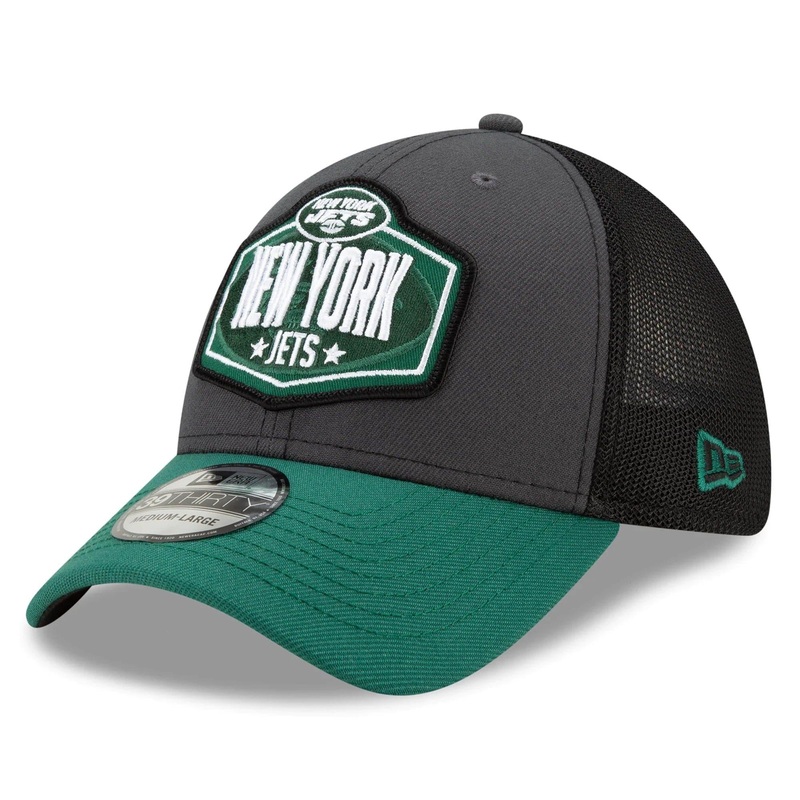 New York Jets New Era 2021 NFL Draft 39THIRTY Flex Fit Curve Hat – Graphite