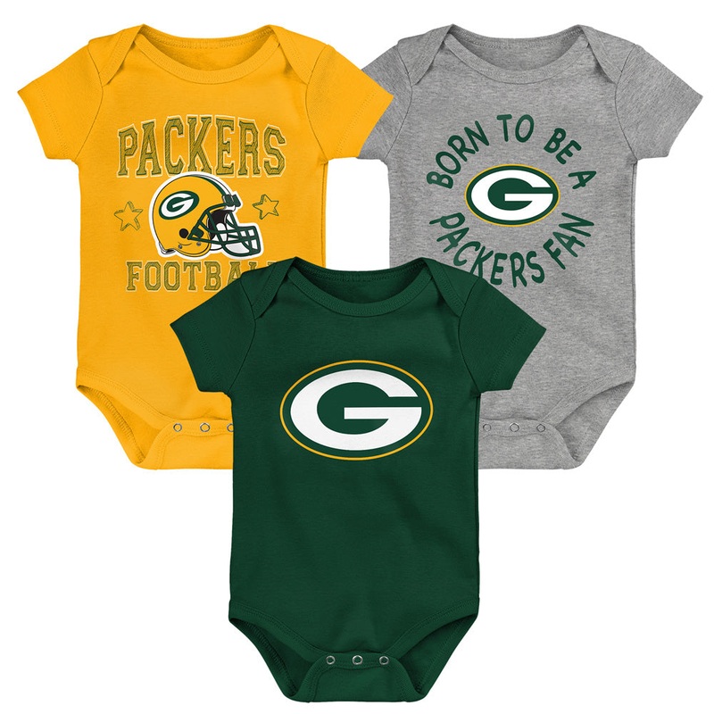 NFL Green Bay Packers Infant Outerstuff Born to Be 3-Piece Onesie Set
