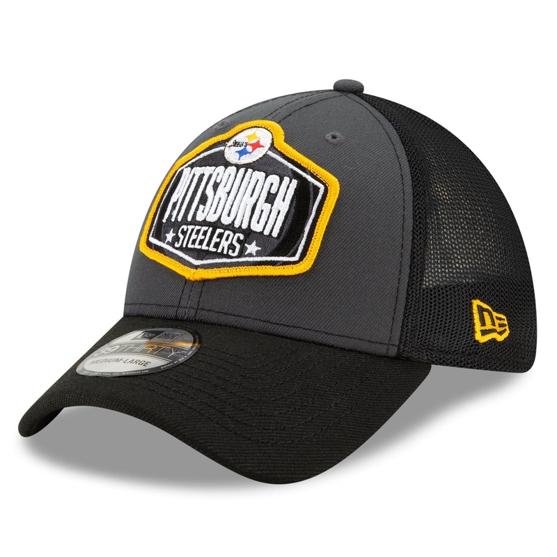 Pittsburgh Steelers New Era 2021 NFL Draft 39THIRTY Flex Fit Curve Hat – Graphite