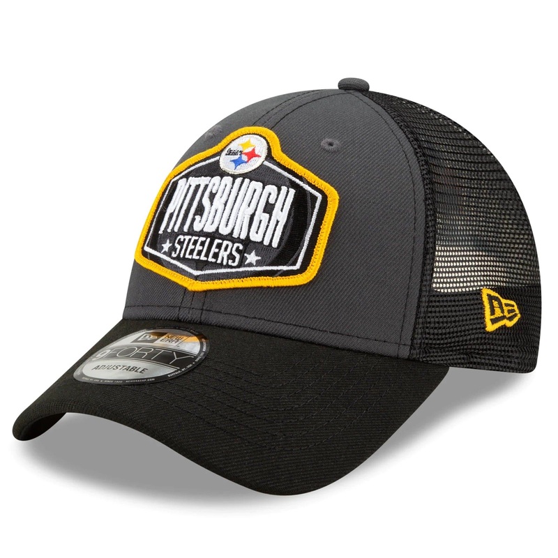 Pittsburgh Steelers New Era 2021 NFL Draft 9FORTY Snapback Curve Hat – Graphite
