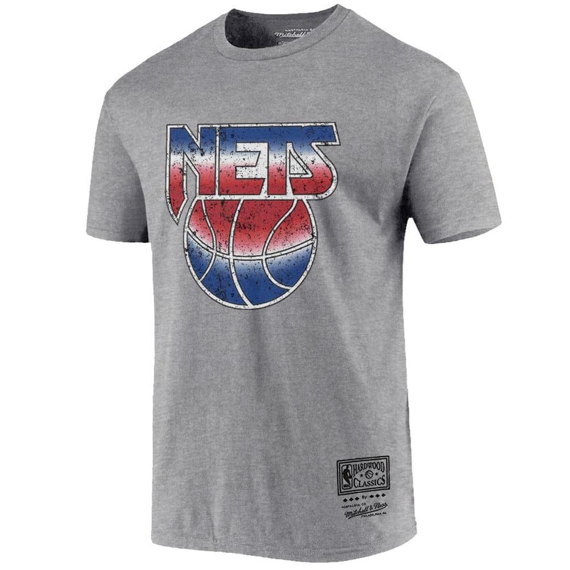 Brooklyn Nets Mitchell & Ness NBA HWC Distressed Logo T-Shirt – Grey Marle