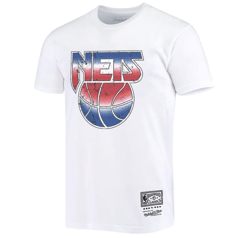Brooklyn Nets Mitchell & Ness NBA HWC Distressed Logo T-Shirt – White