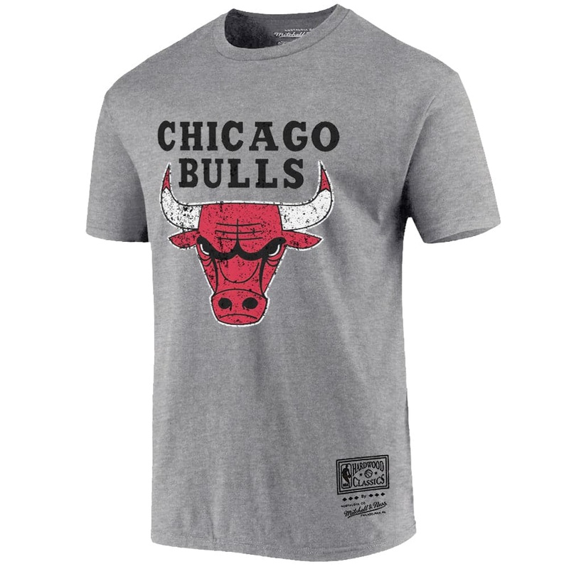 Chicago Bulls Mitchell & Ness NBA HWC Distressed Logo T-Shirt – Grey Marle