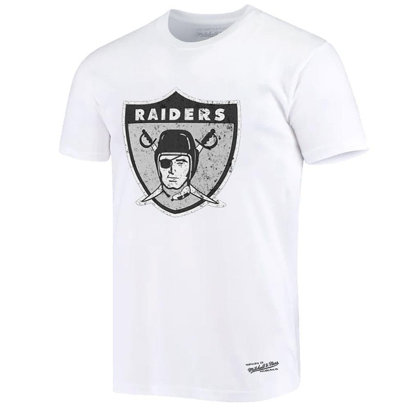 Las Vegas Raiders Mitchell & Ness NFL Throwback Distressed Logo T-Shirt – White