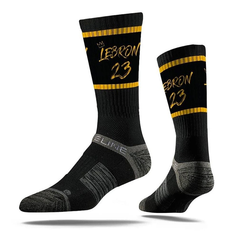 LeBron James Los Angeles Lakers Strideline NBA Gold King Premium Crew Socks – Black