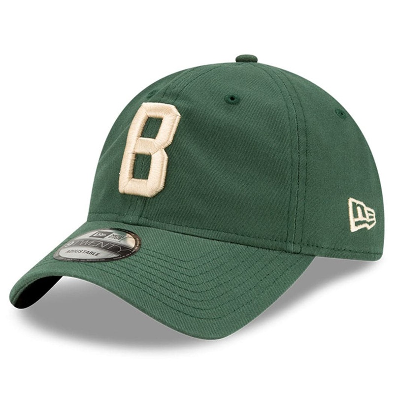 Milwaukee Bucks New Era NBA Ligature 9TWENTY Curved Hat – Green