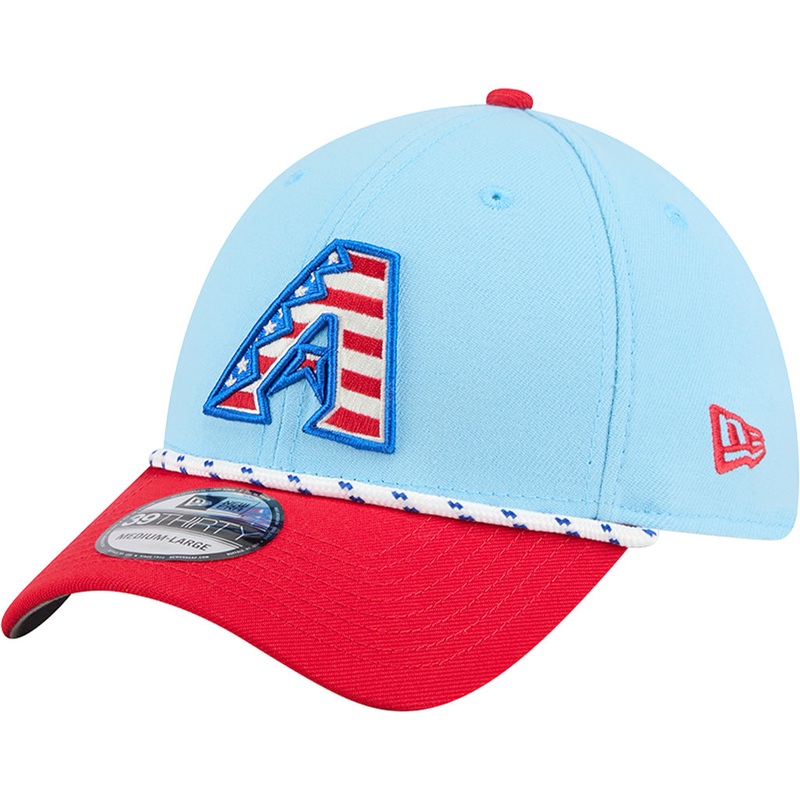 MLB Arizona Diamondbacks New Era 2025 4th of July 39THIRTY Flex Fit Hat – Light Blue