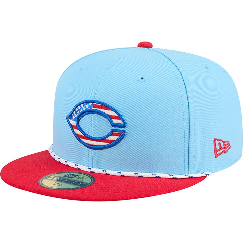 MLB Cincinnati Reds New Era 2025 4th of July 59FIFTY Fitted Hat – Blue