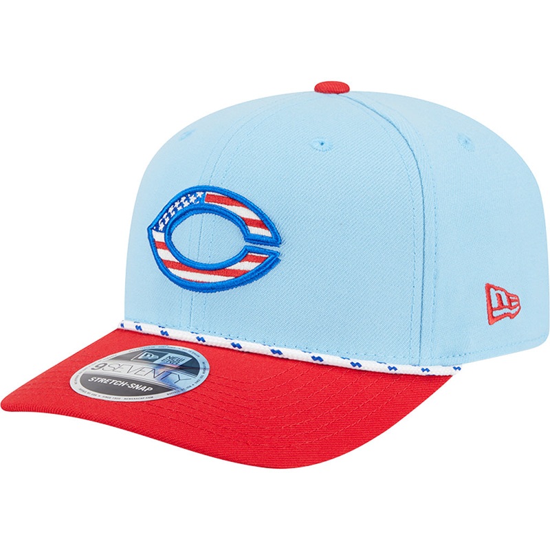MLB Cincinnati Reds New Era 2025 4th of July 9SEVENTY Stretch-Snapback Hat – Light Blue