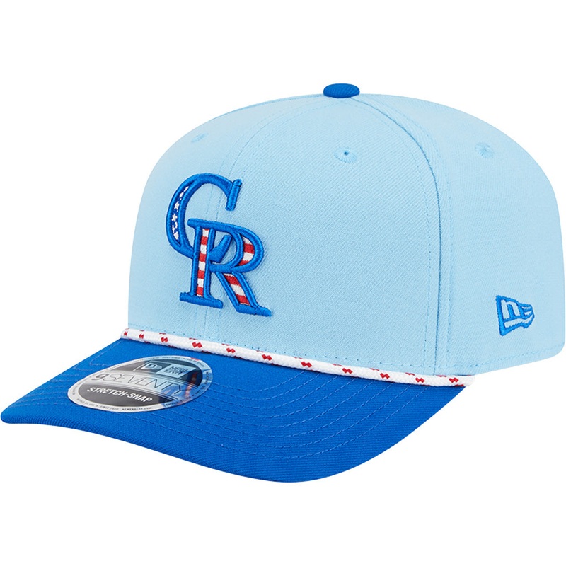 MLB Colorado Rockies New Era 2025 4th of July 9SEVENTY Stretch-Snapback Hat – Light Blue