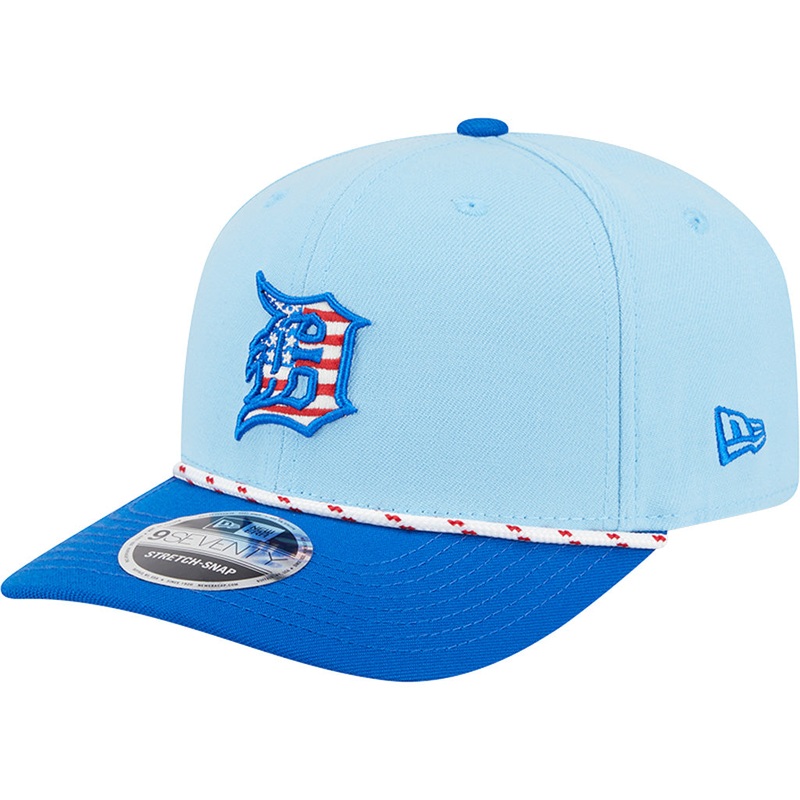 MLB Detroit Tigers New Era 2025 4th of July 9SEVENTY Stretch-Snapback Hat – Light Blue
