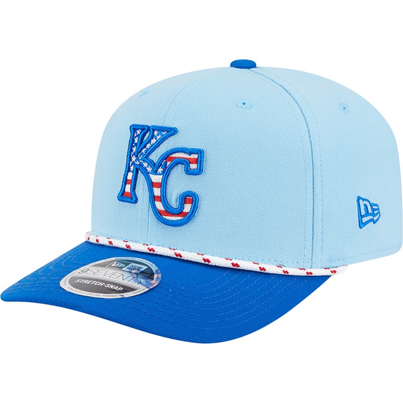 MLB Kansas City Royals New Era 2025 4th of July 9SEVENTY Stretch-Snapback Hat – Light Blue