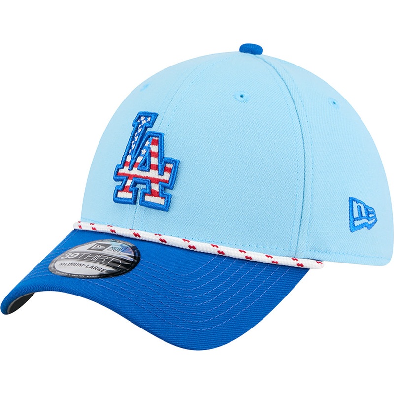MLB Los Angeles Dodgers New Era 2025 4th of July 39THIRTY Flex Fit Hat – Light Blue