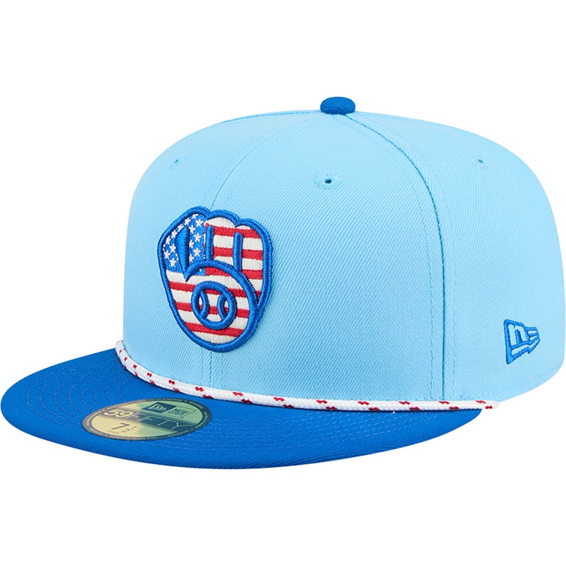 MLB Milwaukee Brewers New Era 2025 4th of July 59FIFTY Fitted Hat – Blue