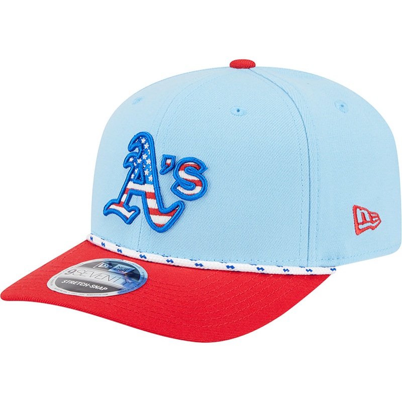 MLB Oakland Athletics New Era 2025 4th of July 9SEVENTY Stretch-Snapback Hat – Light Blue